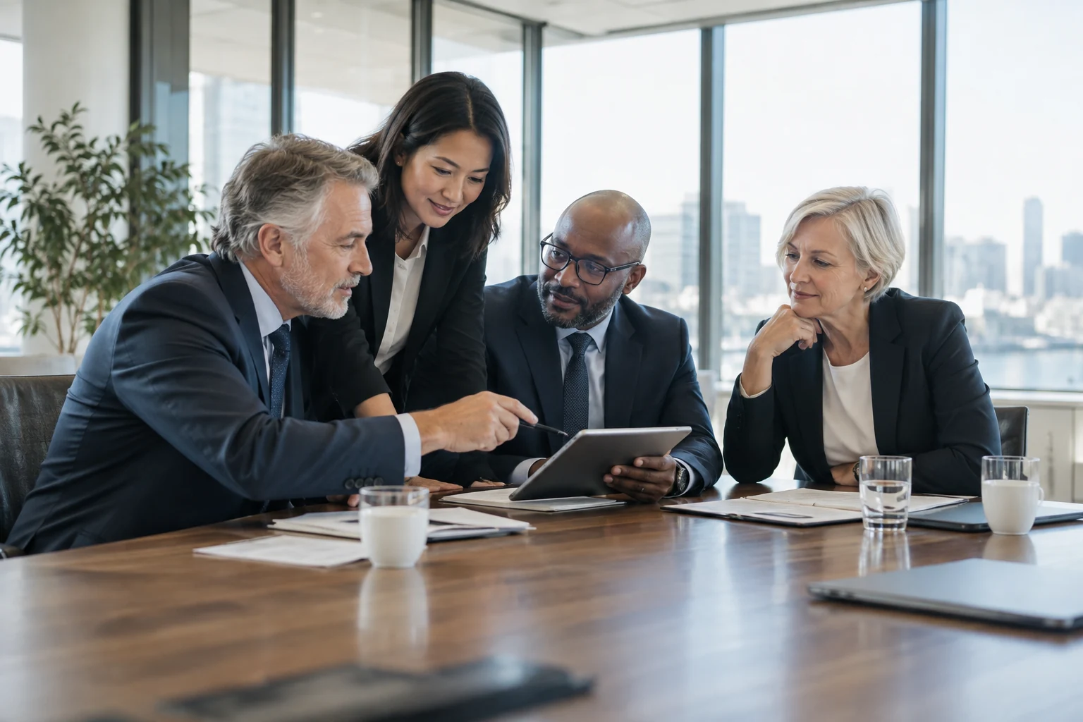 Business leaders collaborating at a table